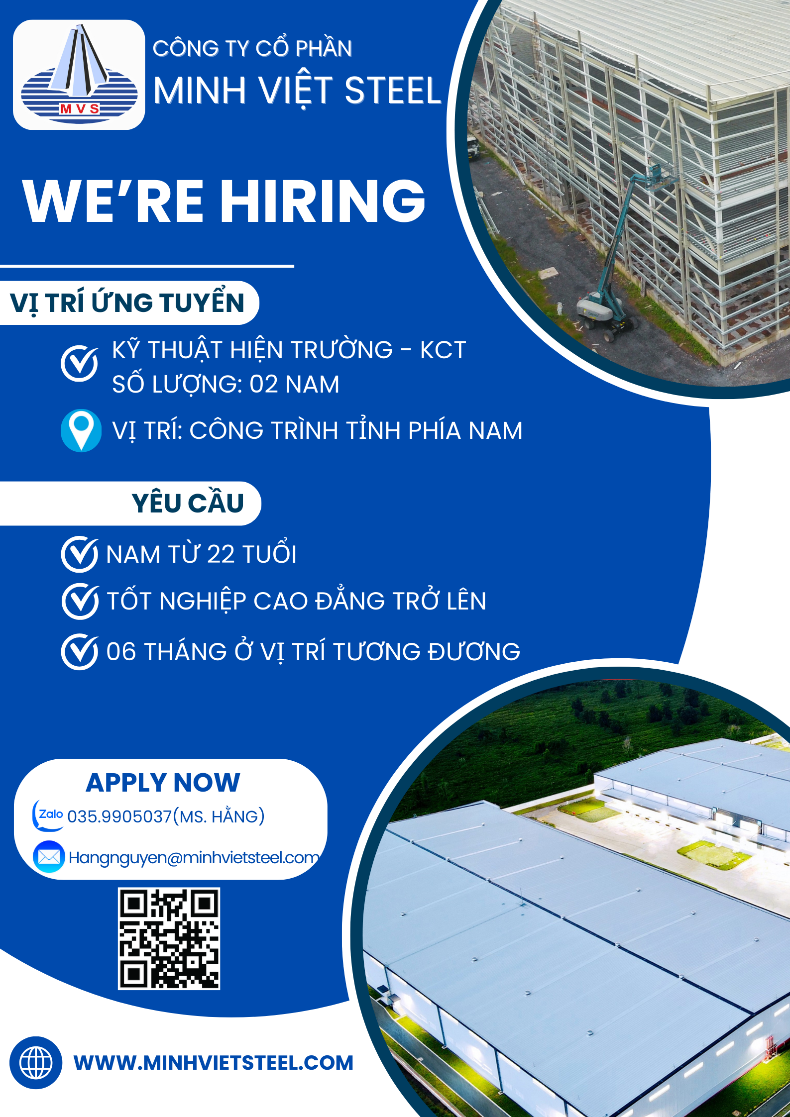 TUYỂN DỤNG KỸ THUẬT HIỆN TRƯỜNG - KẾT CẤU THÉP